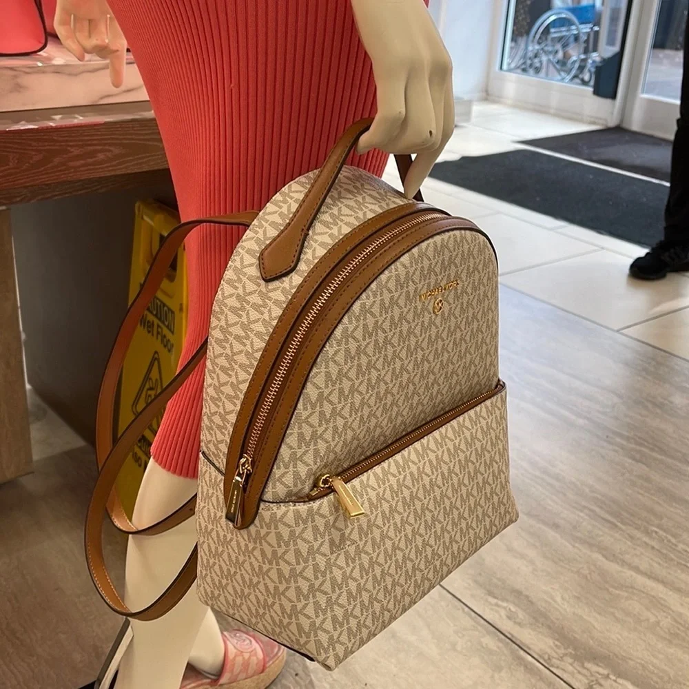 Michael Kors Womens Valerie Medium Logo Backpack 30F2G9VB2B-149 (Vanilla) NWT